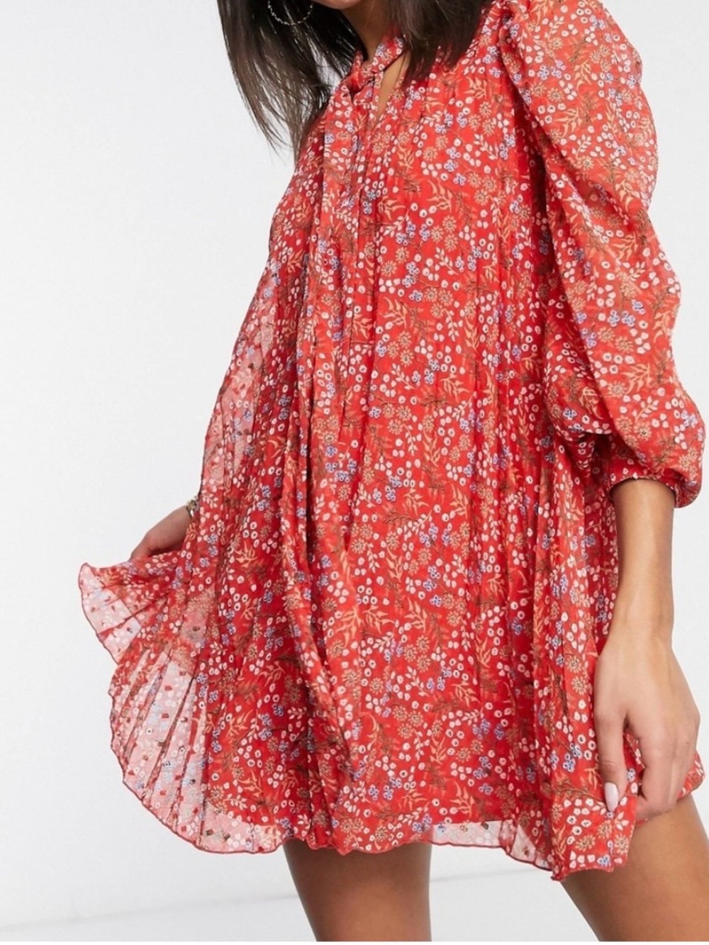 ASOS Red Floral Swing Mini Dress